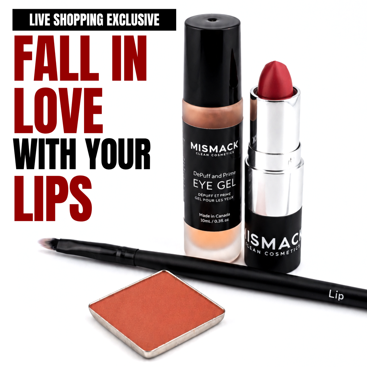 Fast Bundle Fall in Love With Your Lips skincare live shopping bundle featuring lip care products in a vibrant display.